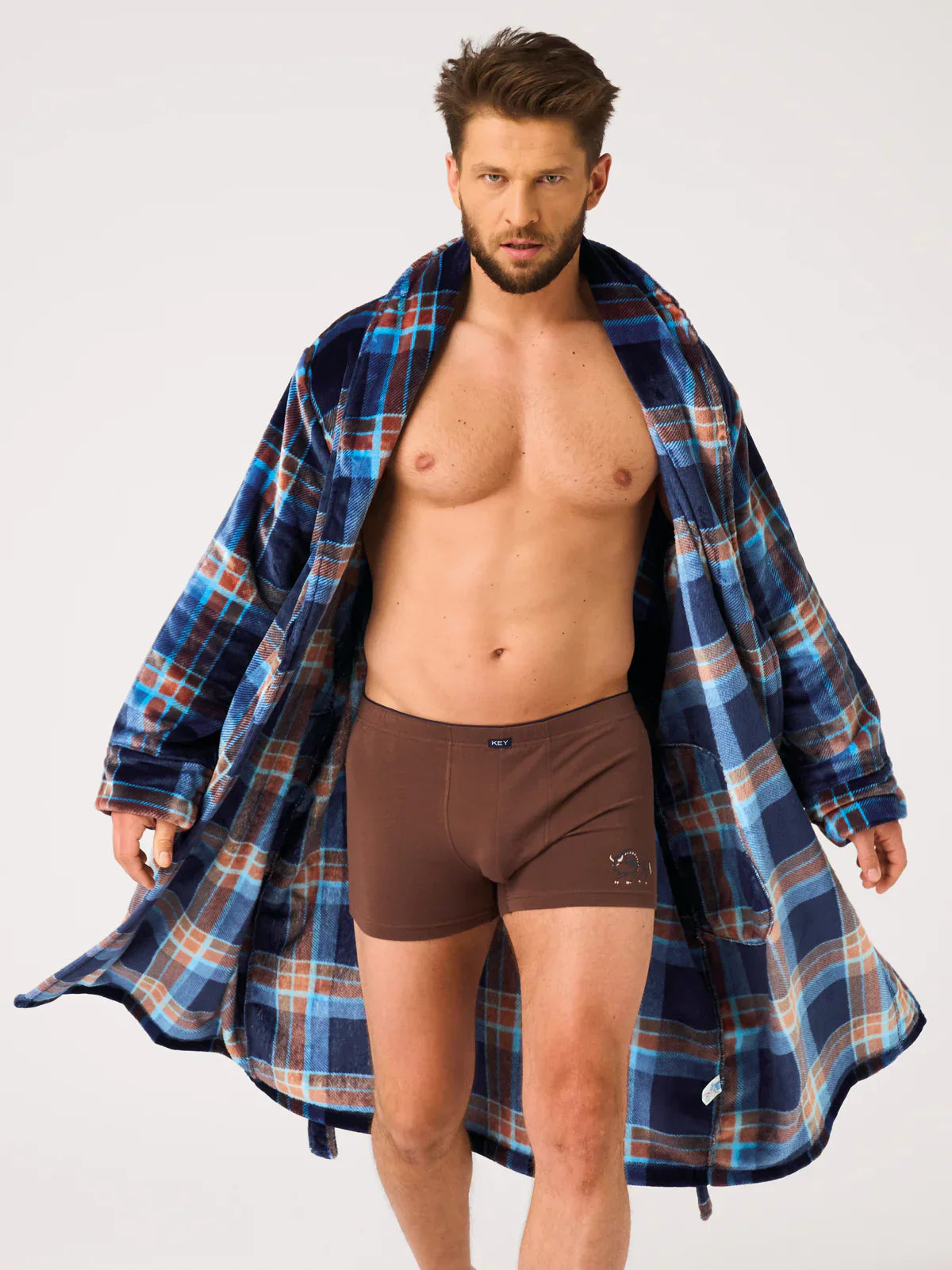 Vestaglia classica da uomo in pile scozzese | mgl 431