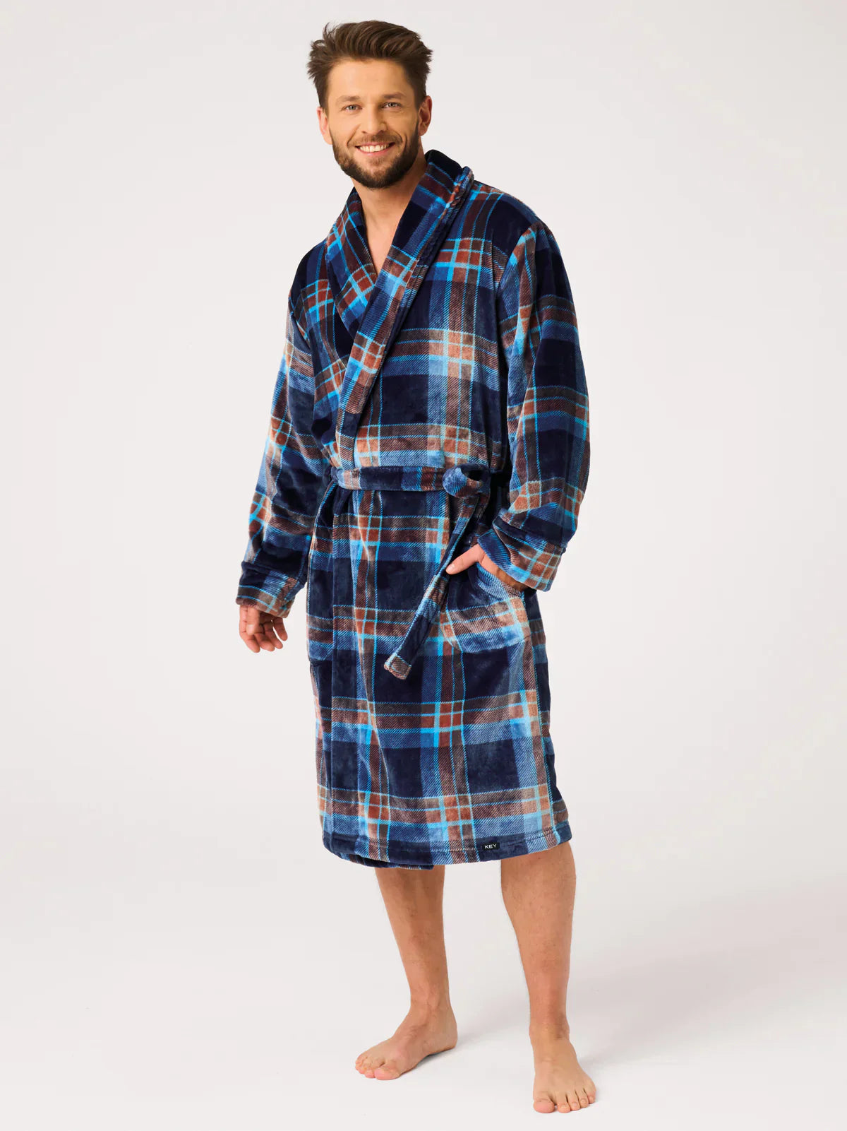 Vestaglia classica da uomo in pile scozzese | mgl 431