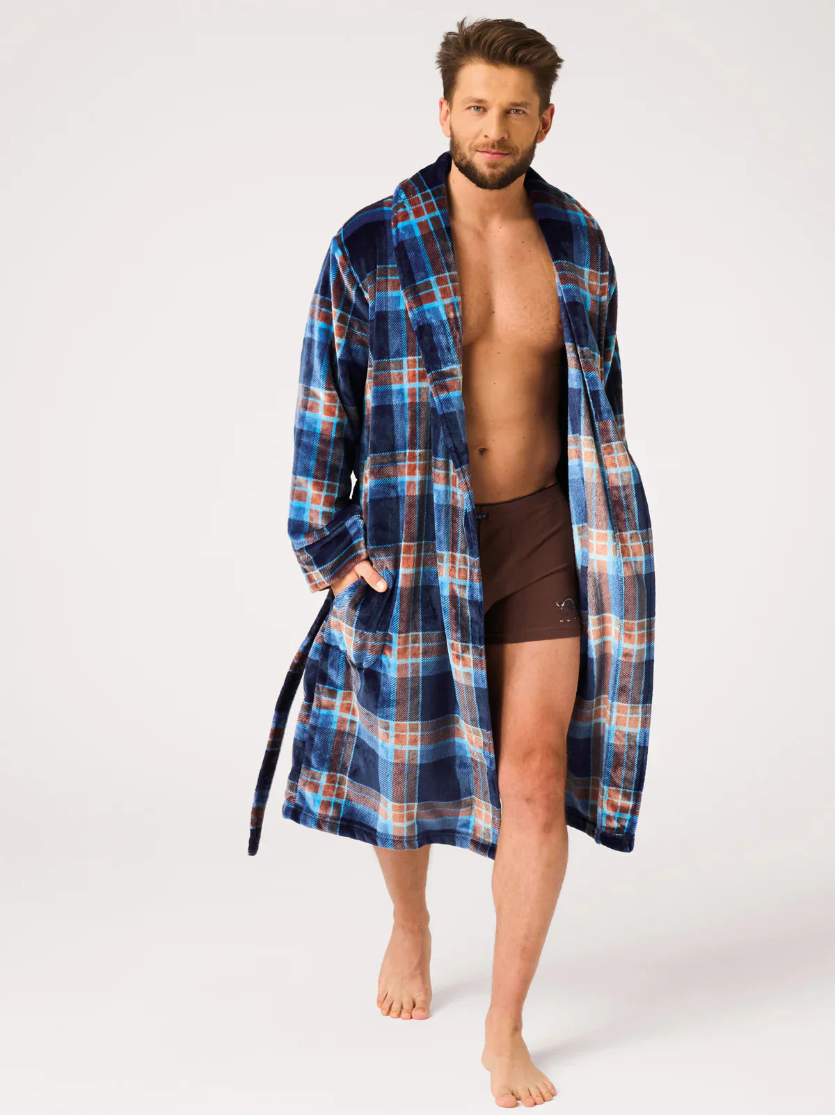 Vestaglia classica da uomo in pile scozzese | mgl 431