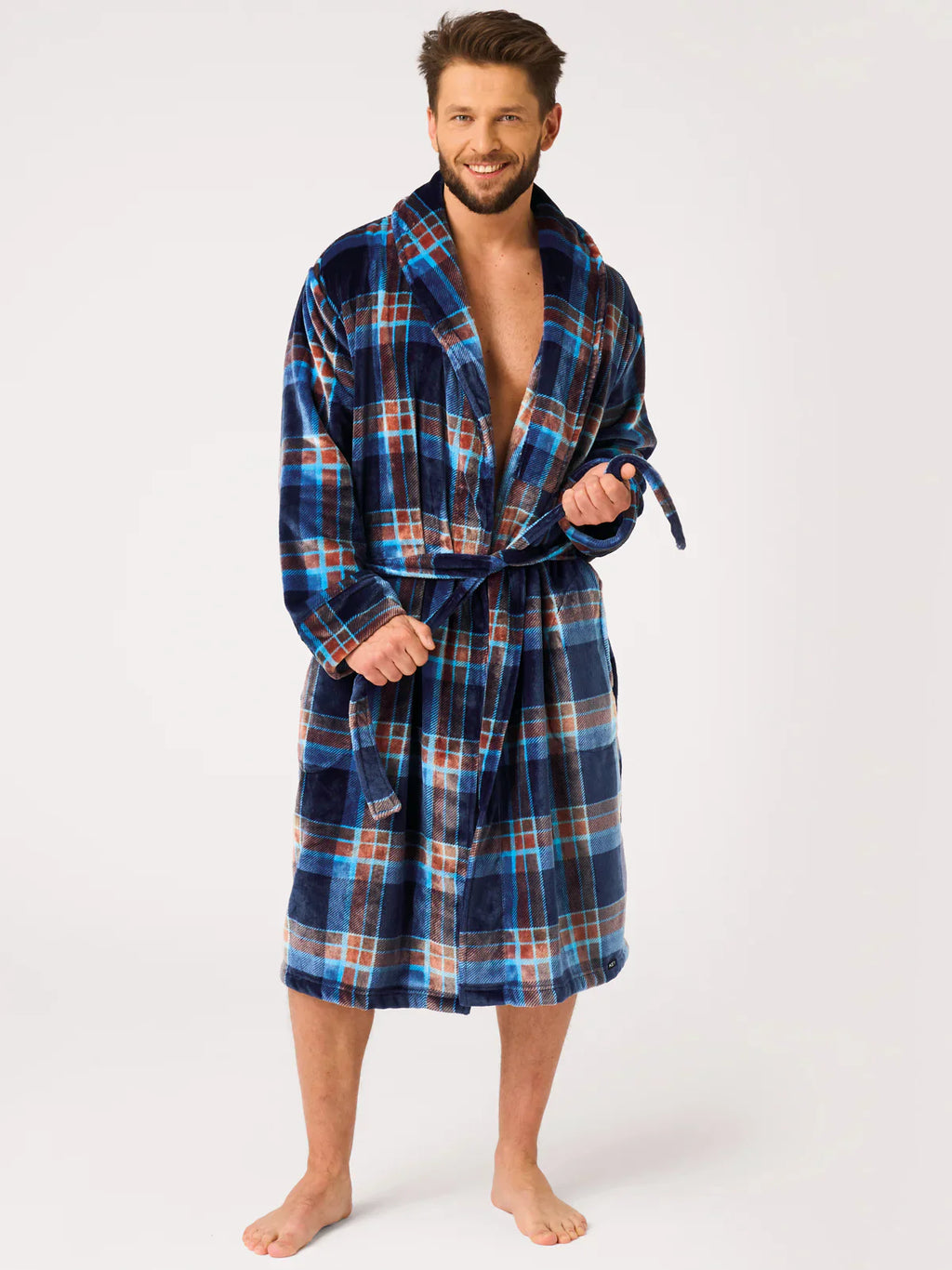 Vestaglia classica da uomo in pile scozzese | mgl 431