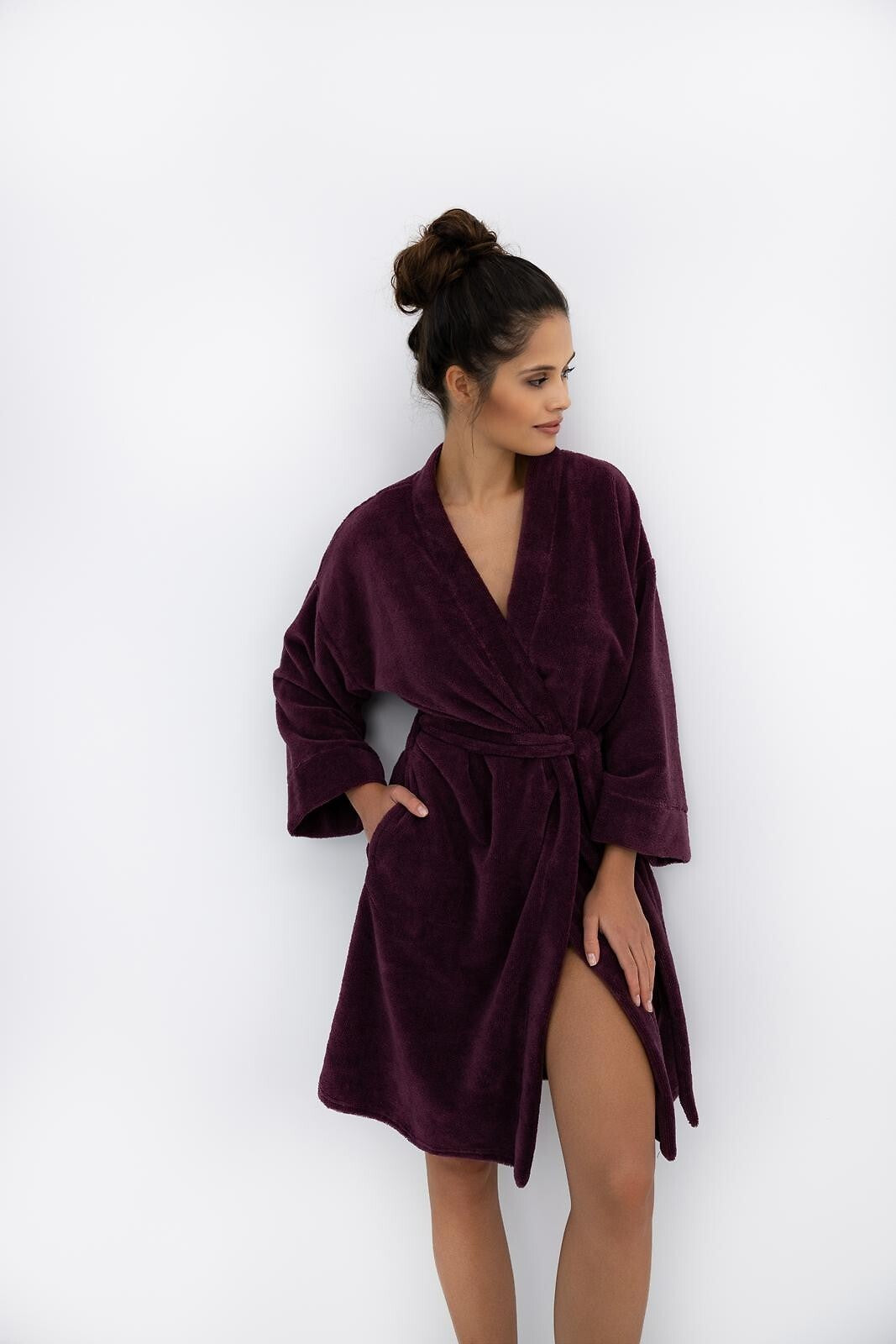 Vestaglia corta da donna in tessuto ultra morbido indigo
