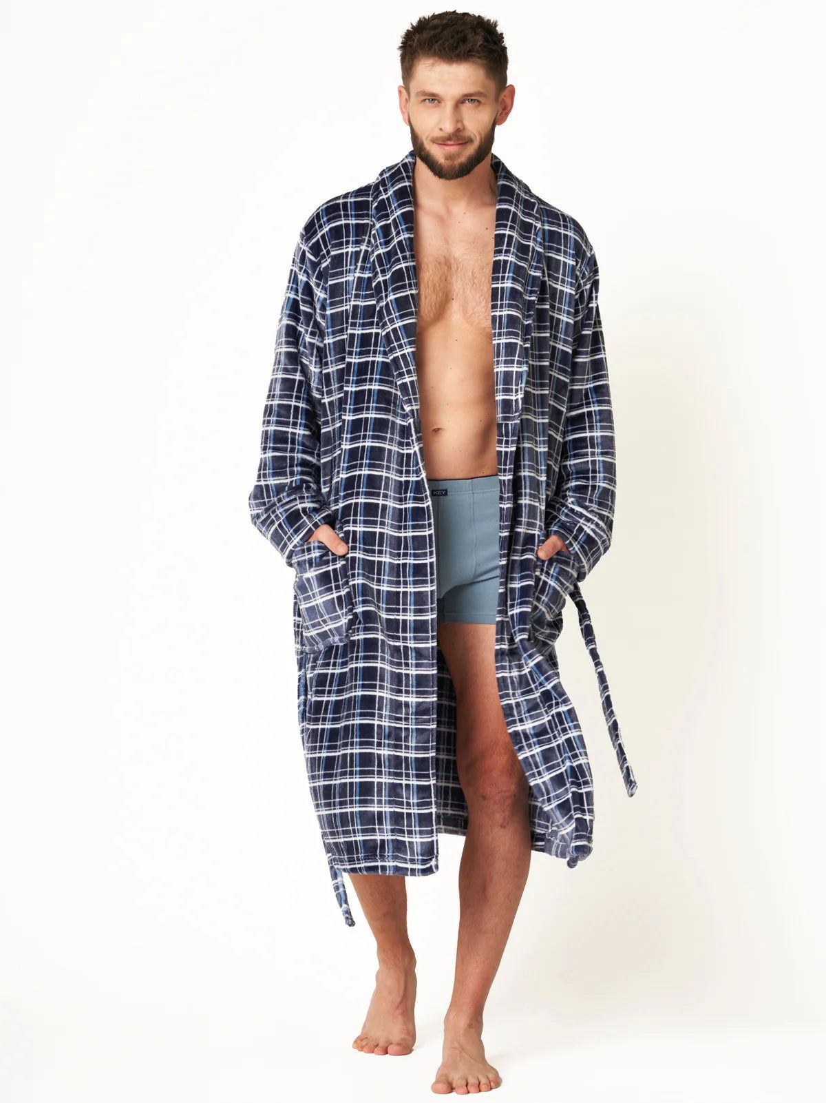 Vestaglia da uomo in tessuto morbido a quadri | mgl 432