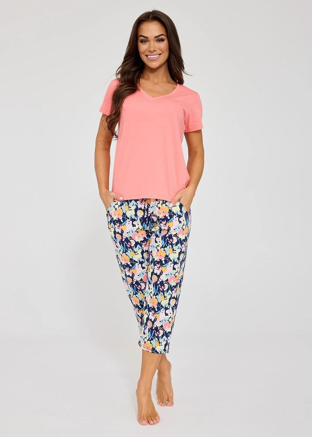 Violetta | pigiama donna in cotone – maglia con scollo a v