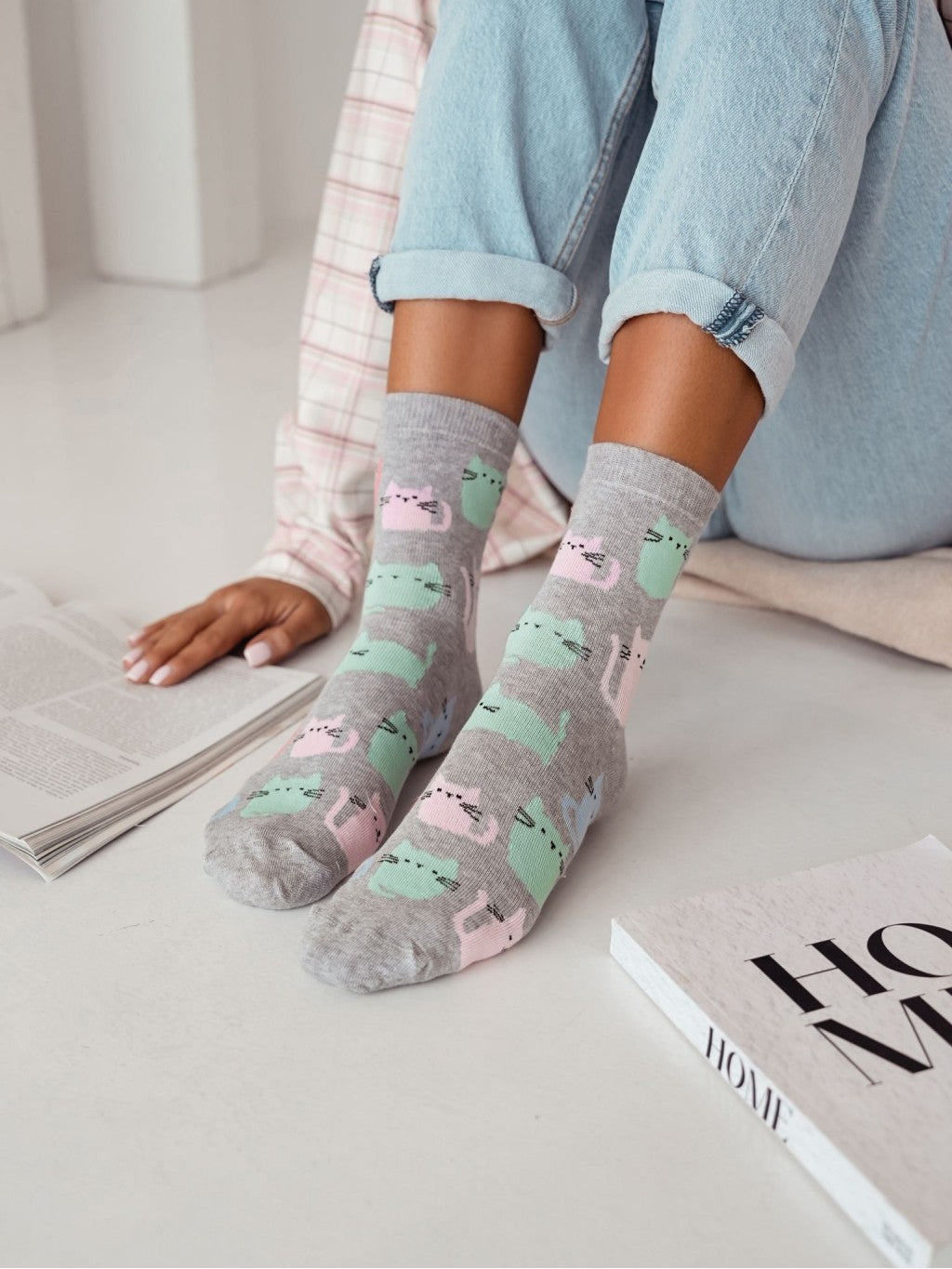 Calze corte da donna in cotone - 0200.165 - Gattini