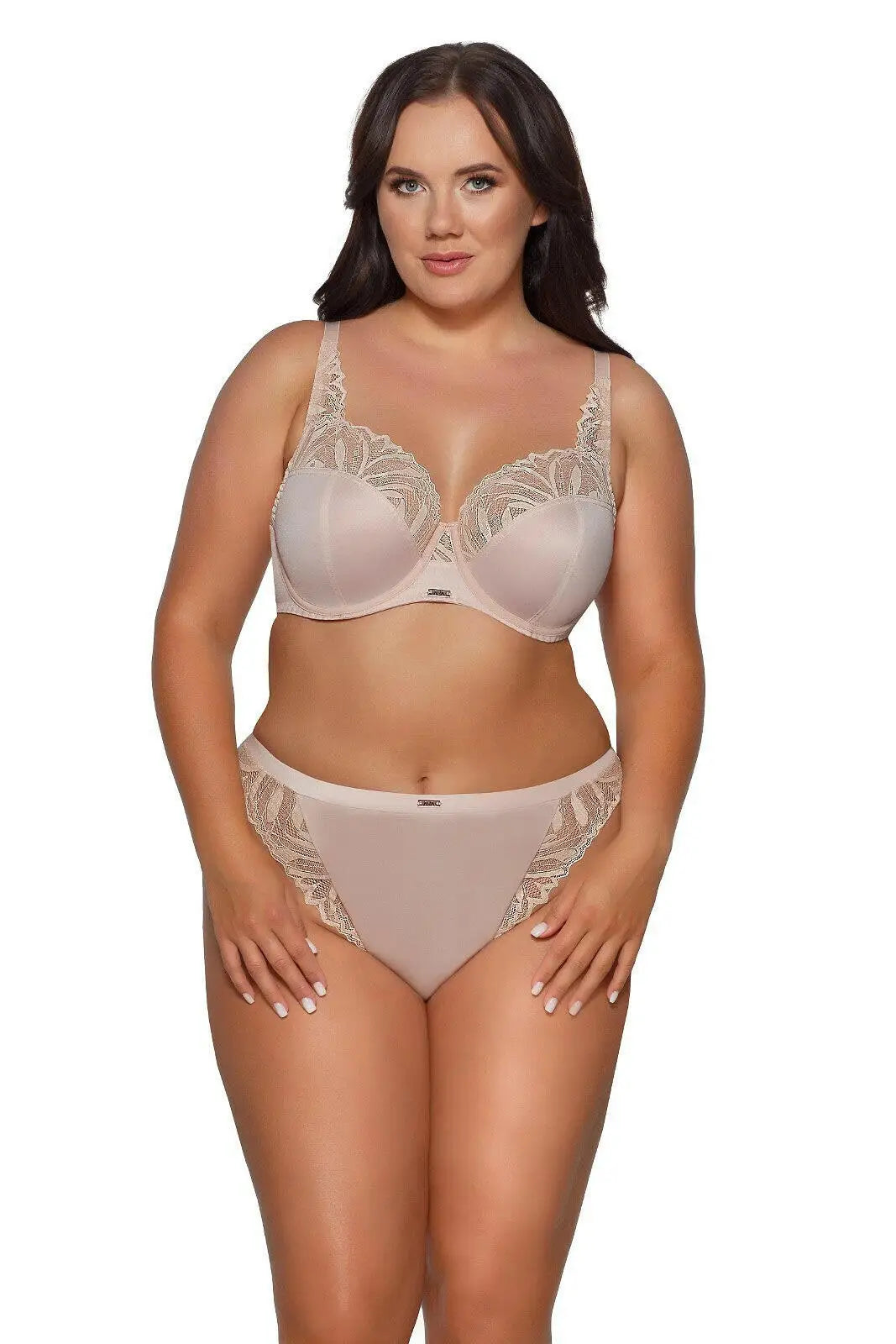 Yasmin | slip brasiliano in microfibra e pizzo - beige