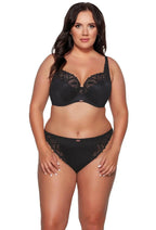 Yasmin | slip brasiliano in microfibra e pizzo - nero